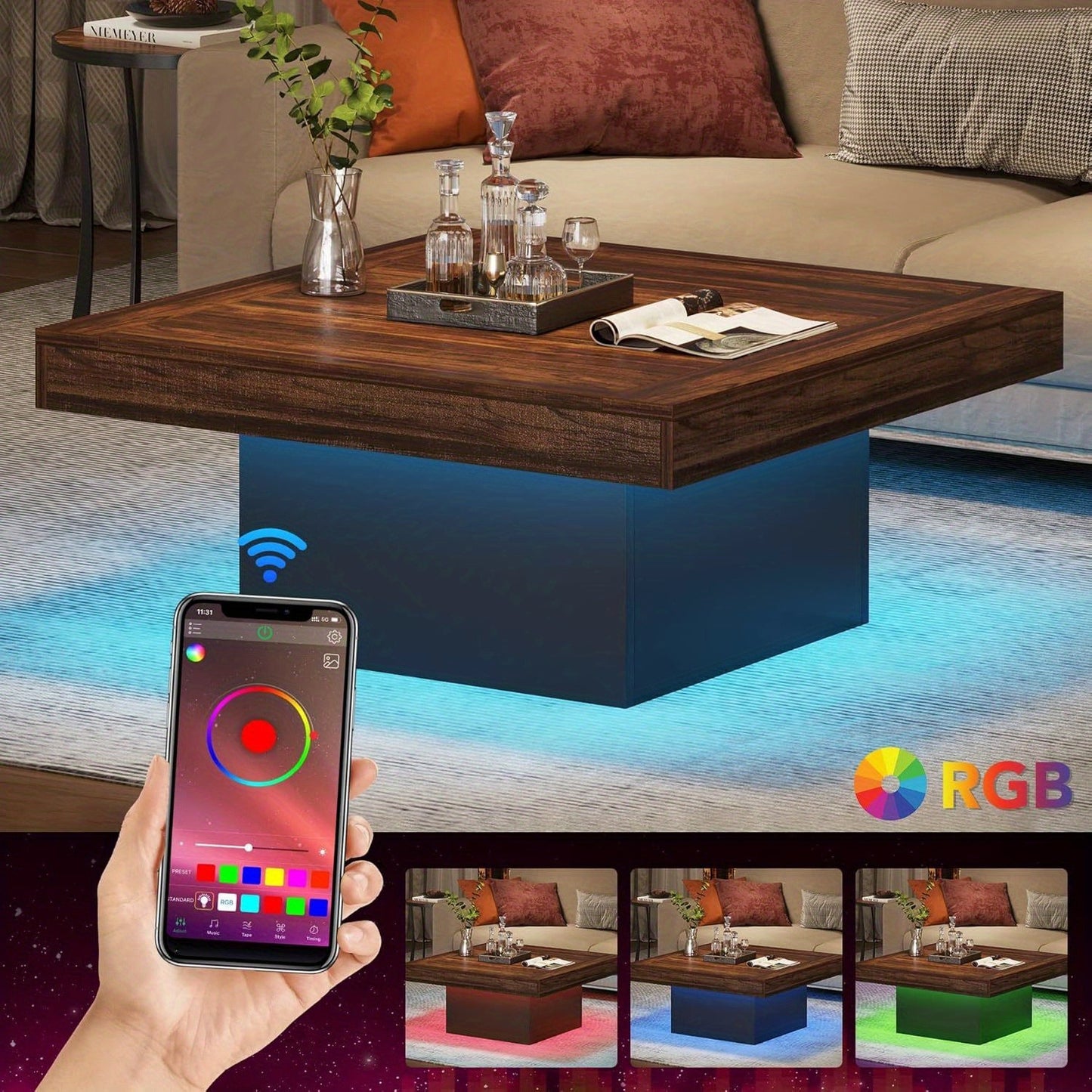 LED Square Coffee Table