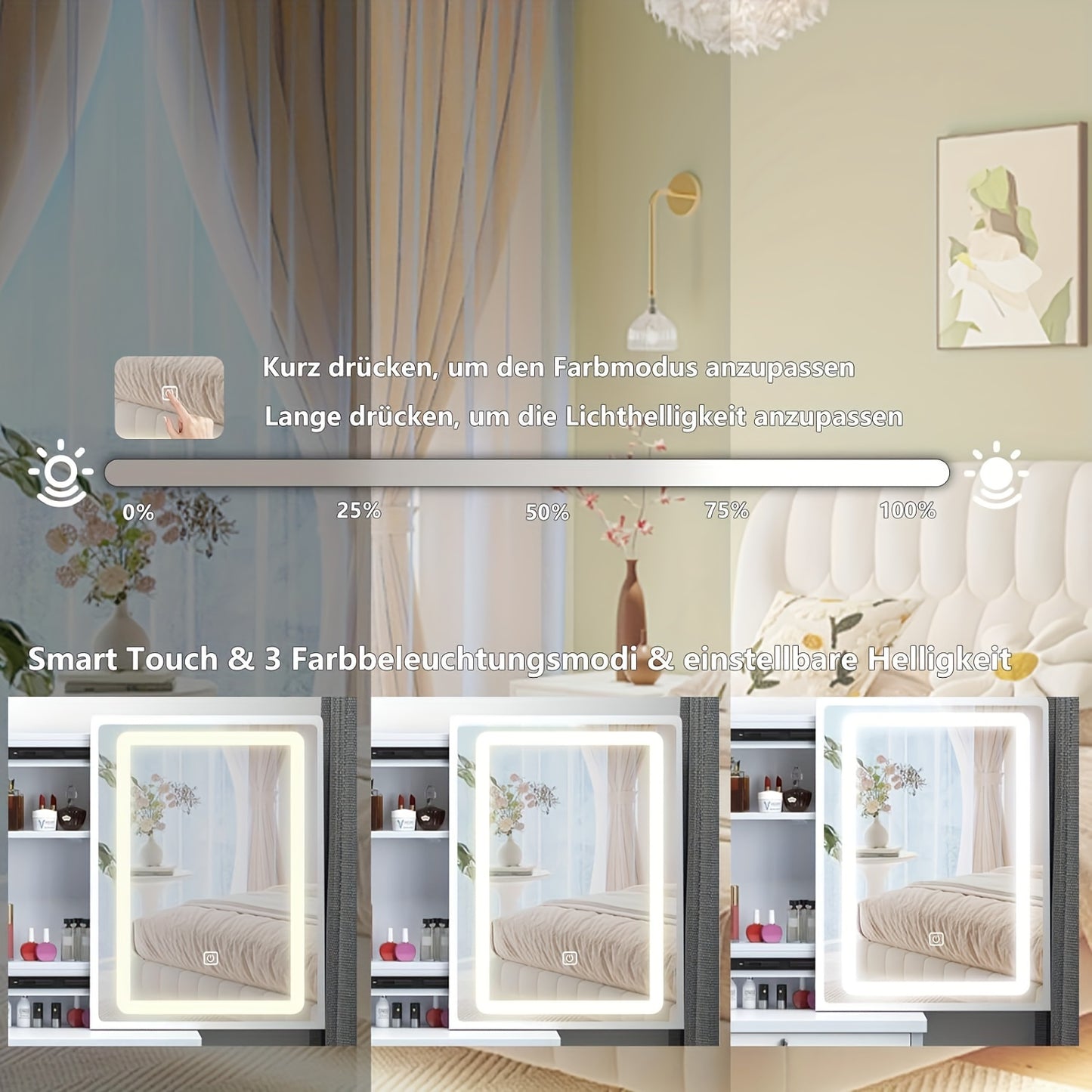 Modern LED Lighted Dressing Table with Mirror