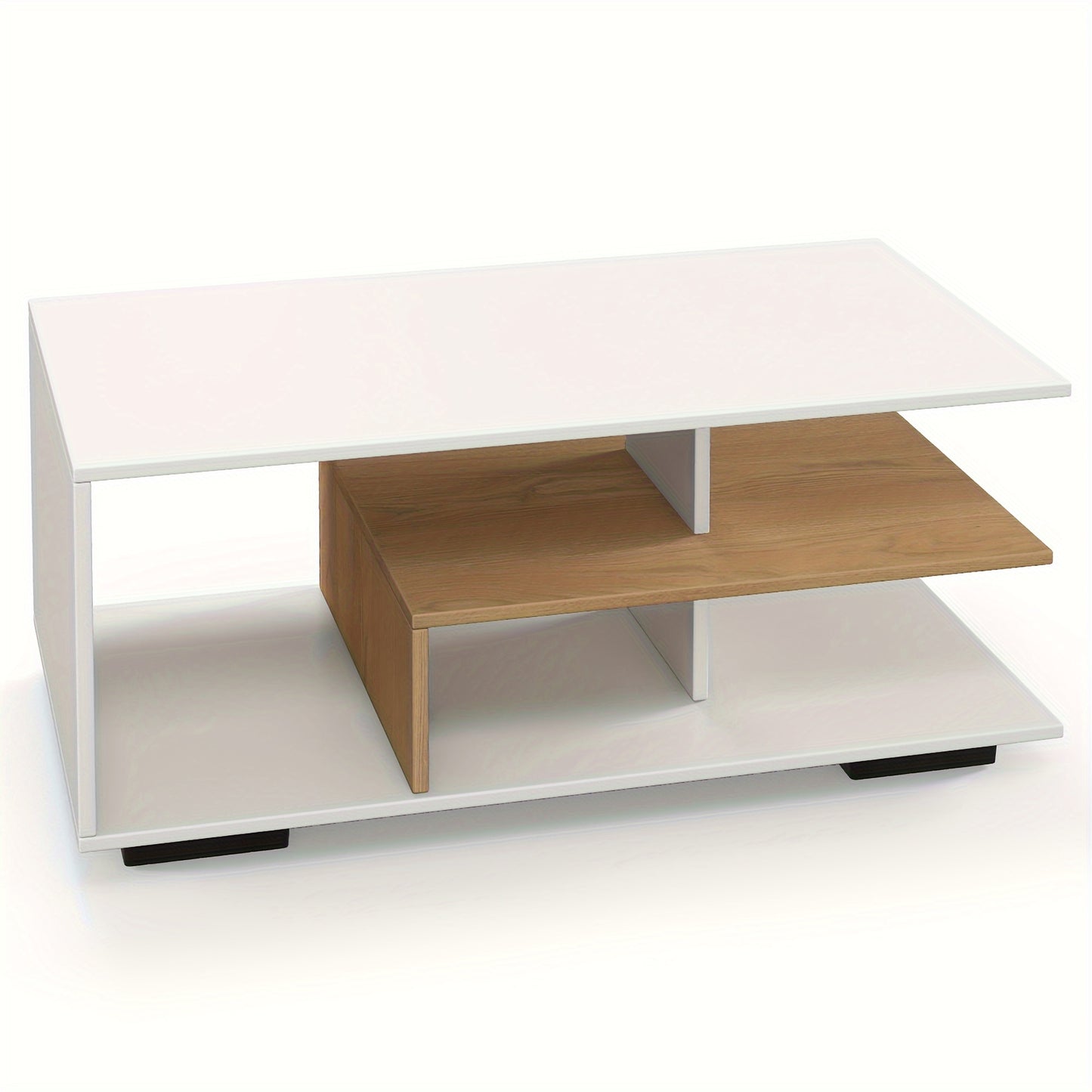 Geometric Coffee Table with Storage Shelves