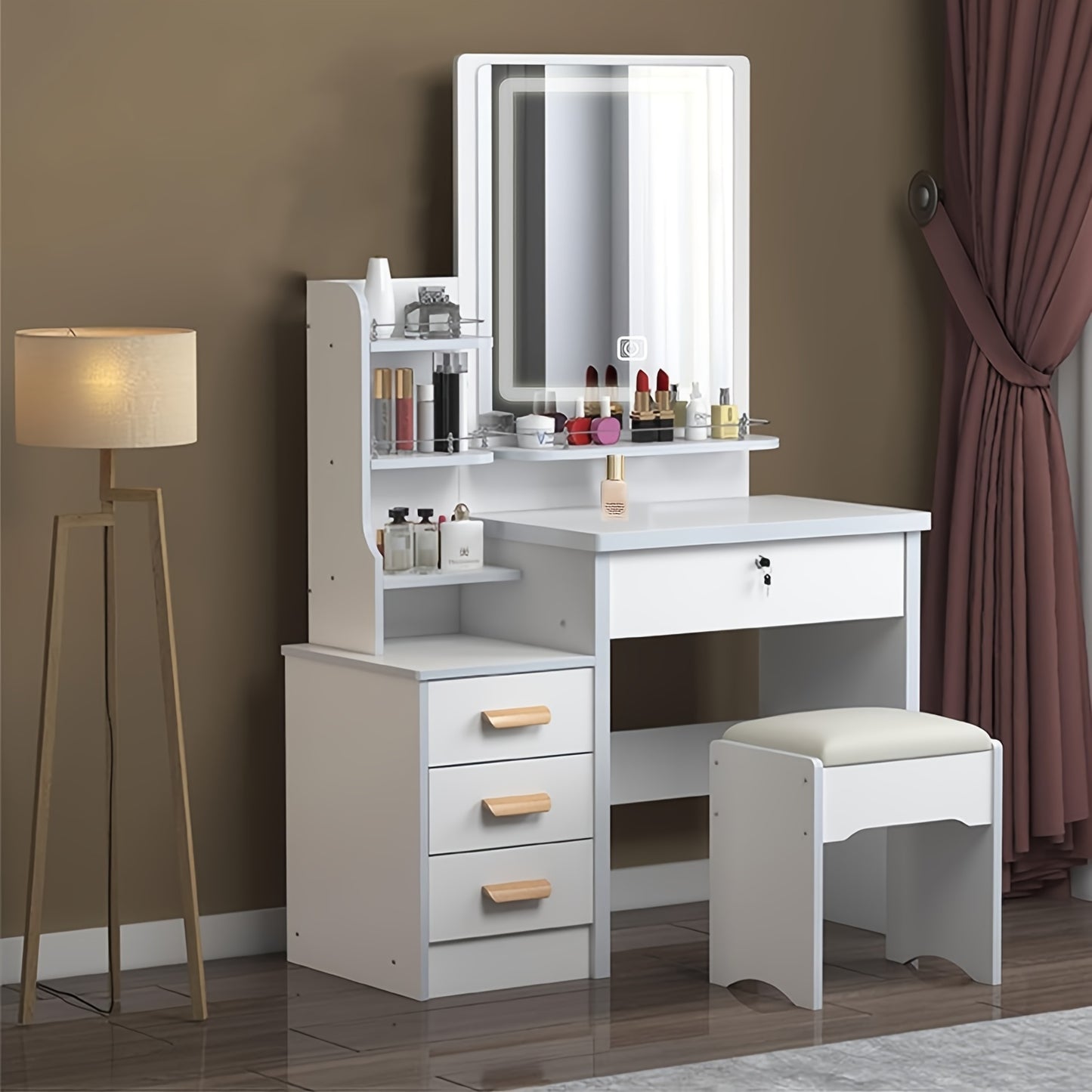 Modern LED Lighted Dressing Table with Mirror