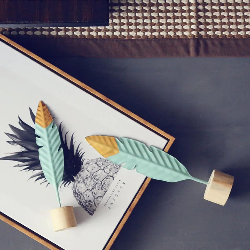 Modern Feather Wooden Figurines