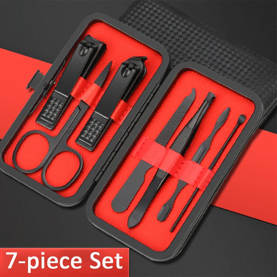 Stainless Steel Grooming Set with Leather Travel Case
