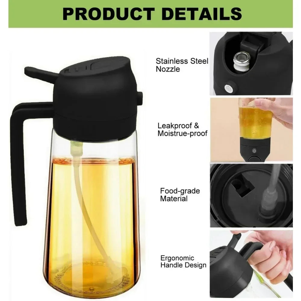 2-in-1 Olive Oil Dispenser & Sprayer Bottle