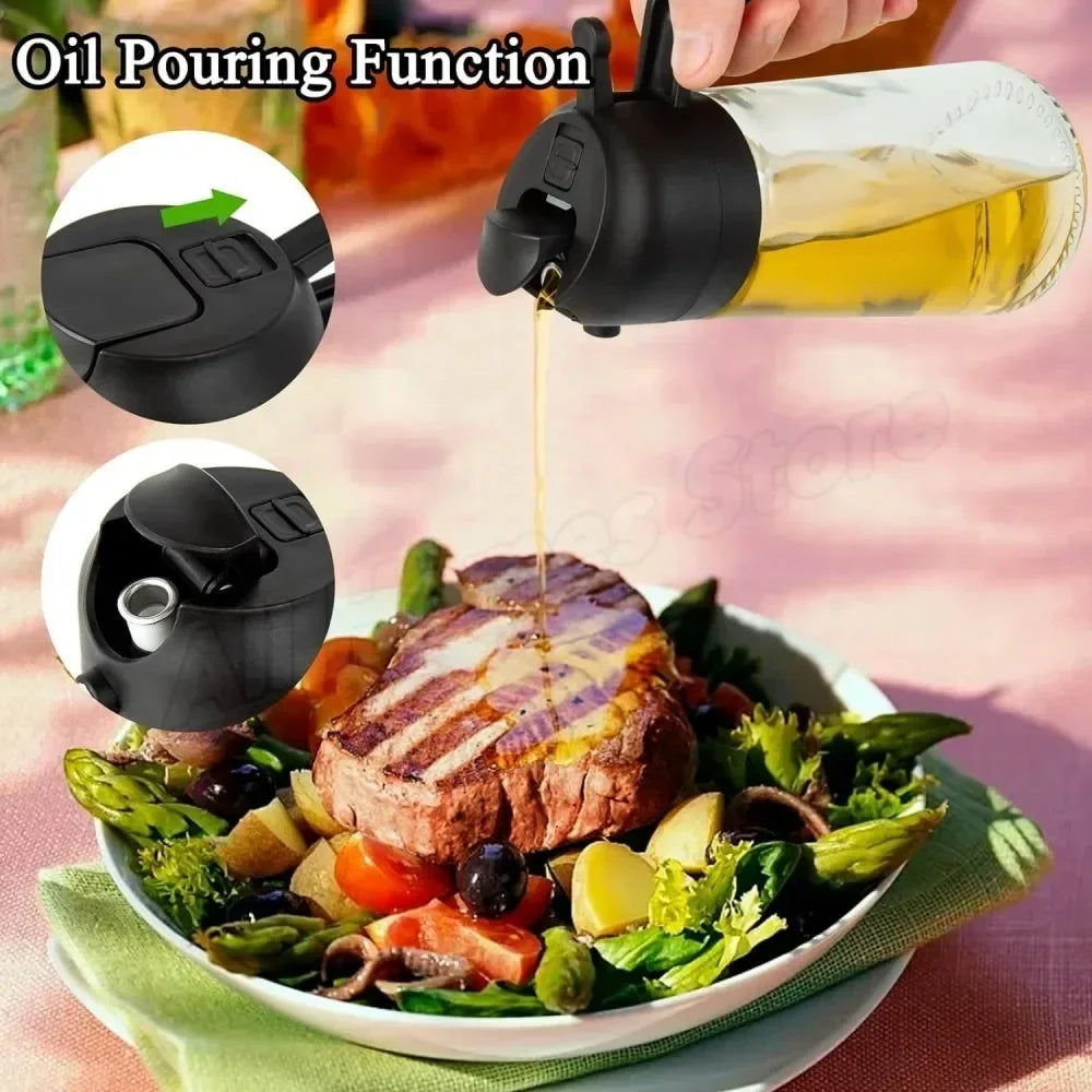 2-in-1 Olive Oil Dispenser & Sprayer Bottle