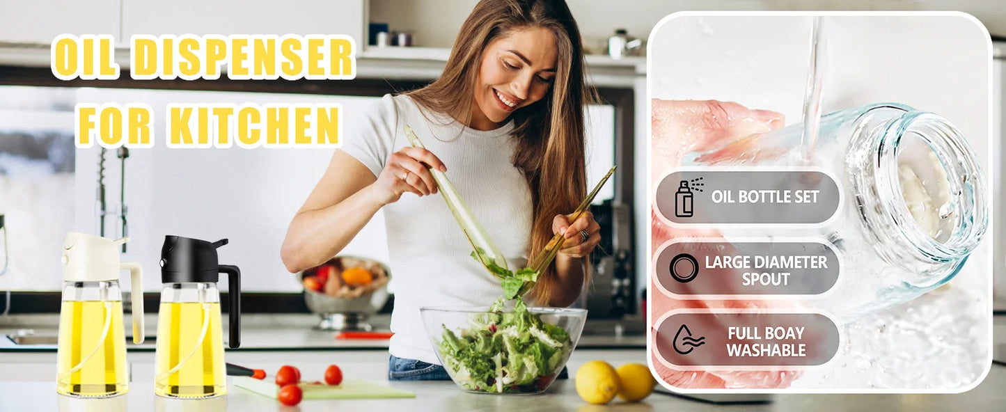 2-in-1 Olive Oil Dispenser & Sprayer Bottle