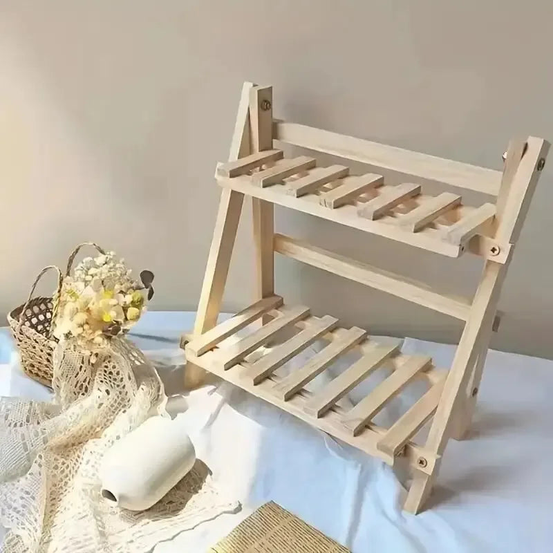 1pc Wooden 2-Tier Desktop Storage Shelf