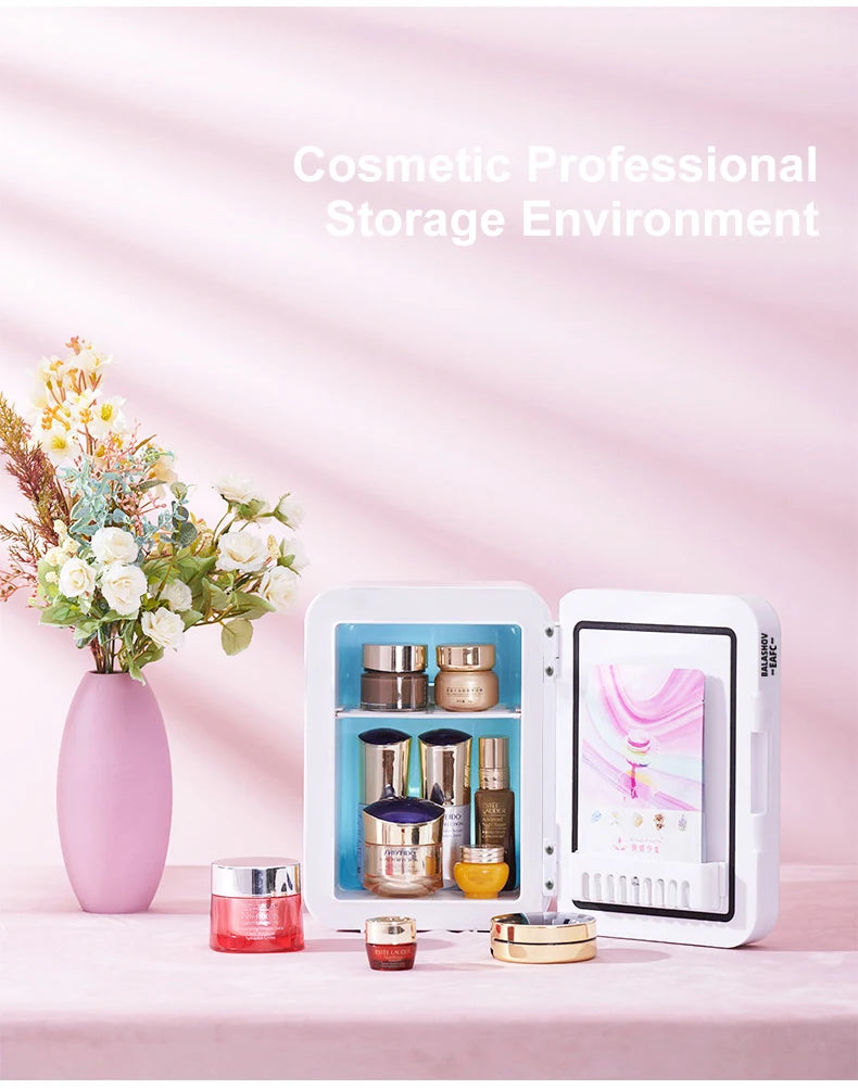 GLAMCHILL | 4L Mini Beauty Fridge with LED Mirror