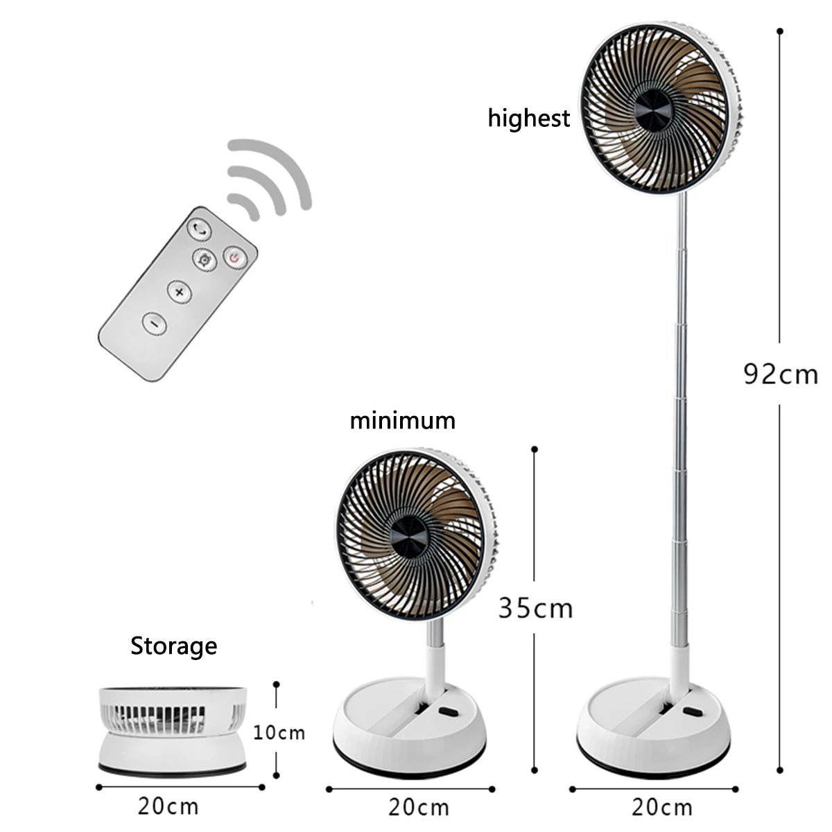Portable Oscillating Standing Fan with Remote