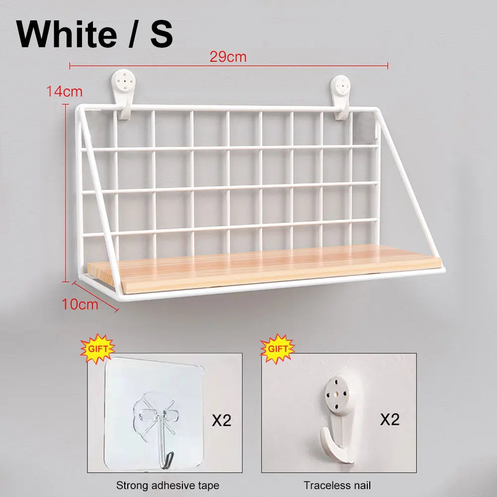 Wall Mounted Wood & Metal Hanging Shelf