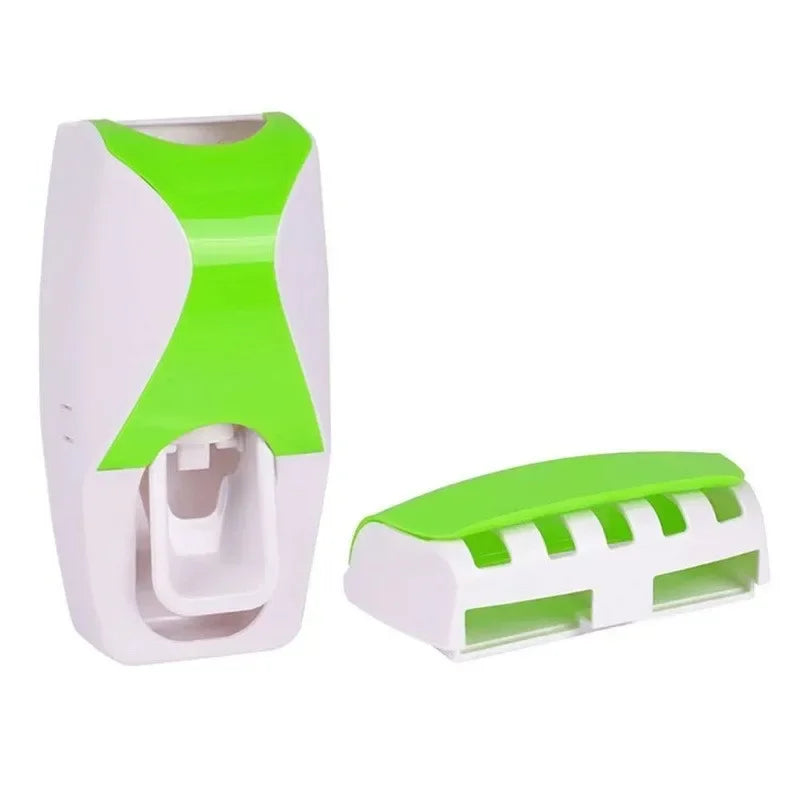 Wall-Mounted Automatic Toothpaste Dispenser & Toothbrush Holder Set