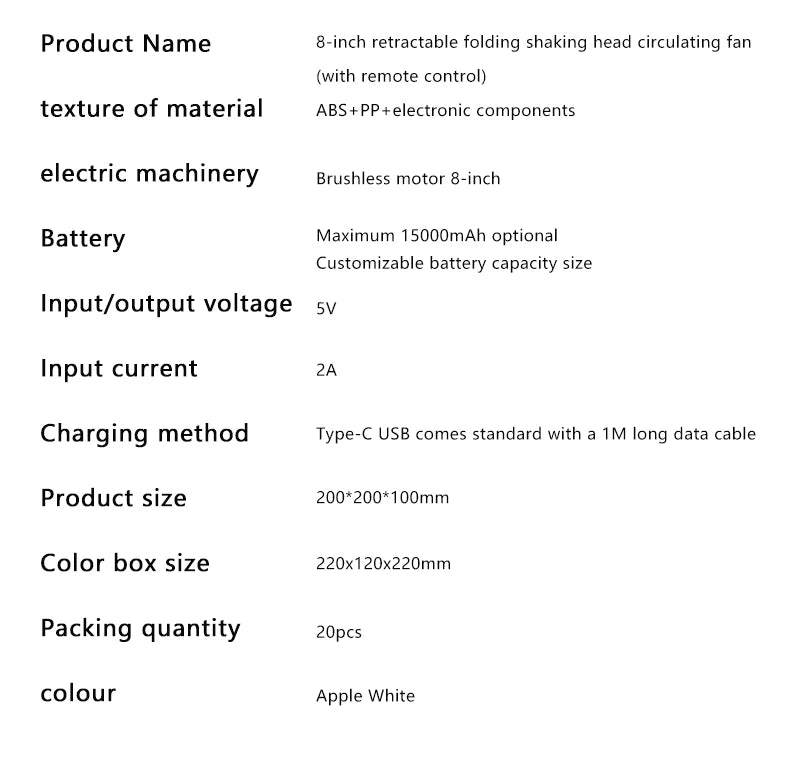 Portable Oscillating Standing Fan with Remote