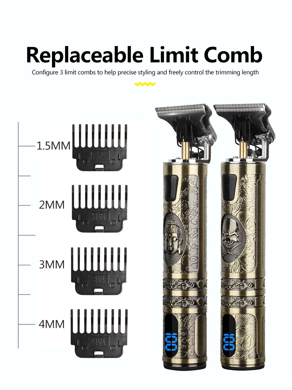 TrimMaster™ T9 LCD Precision Hair & Beard Trimmer – Professional Electric Clipper for Men