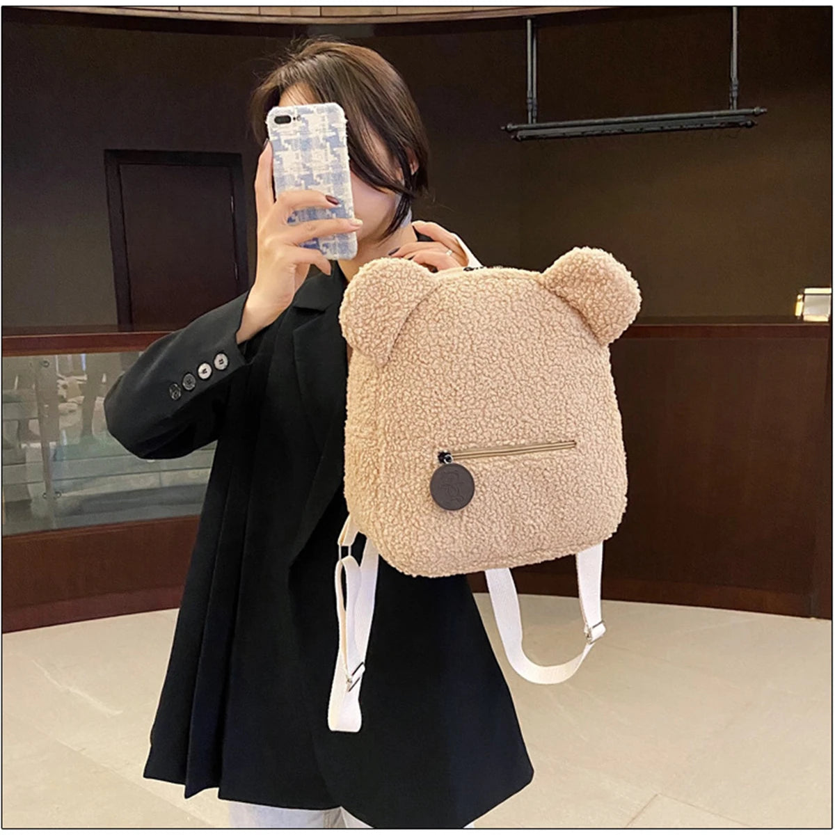 Plush Bear Ear Mini Backpack