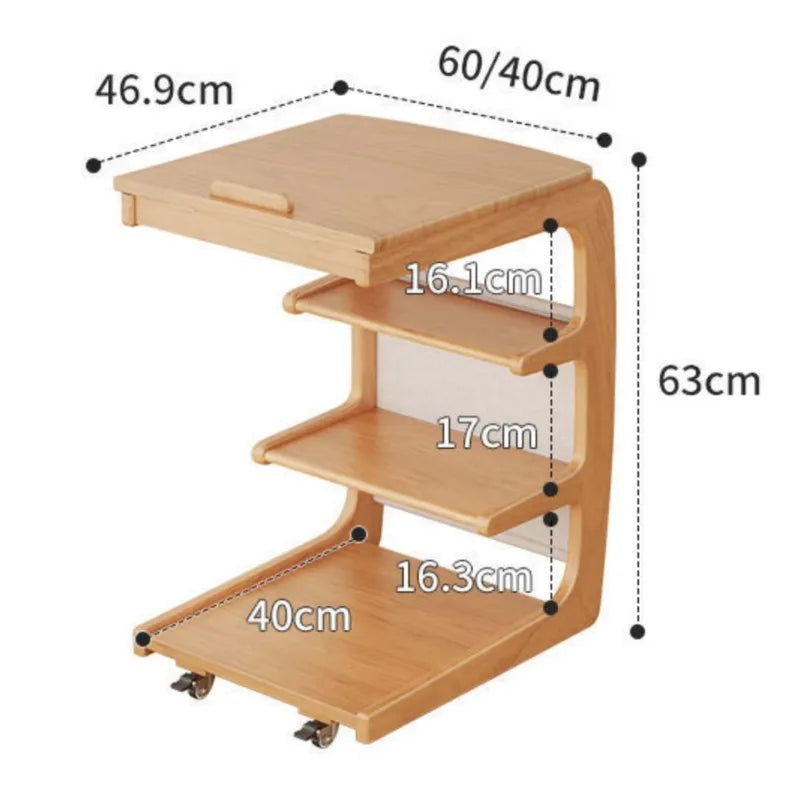 Solid Wood Movable Side Table