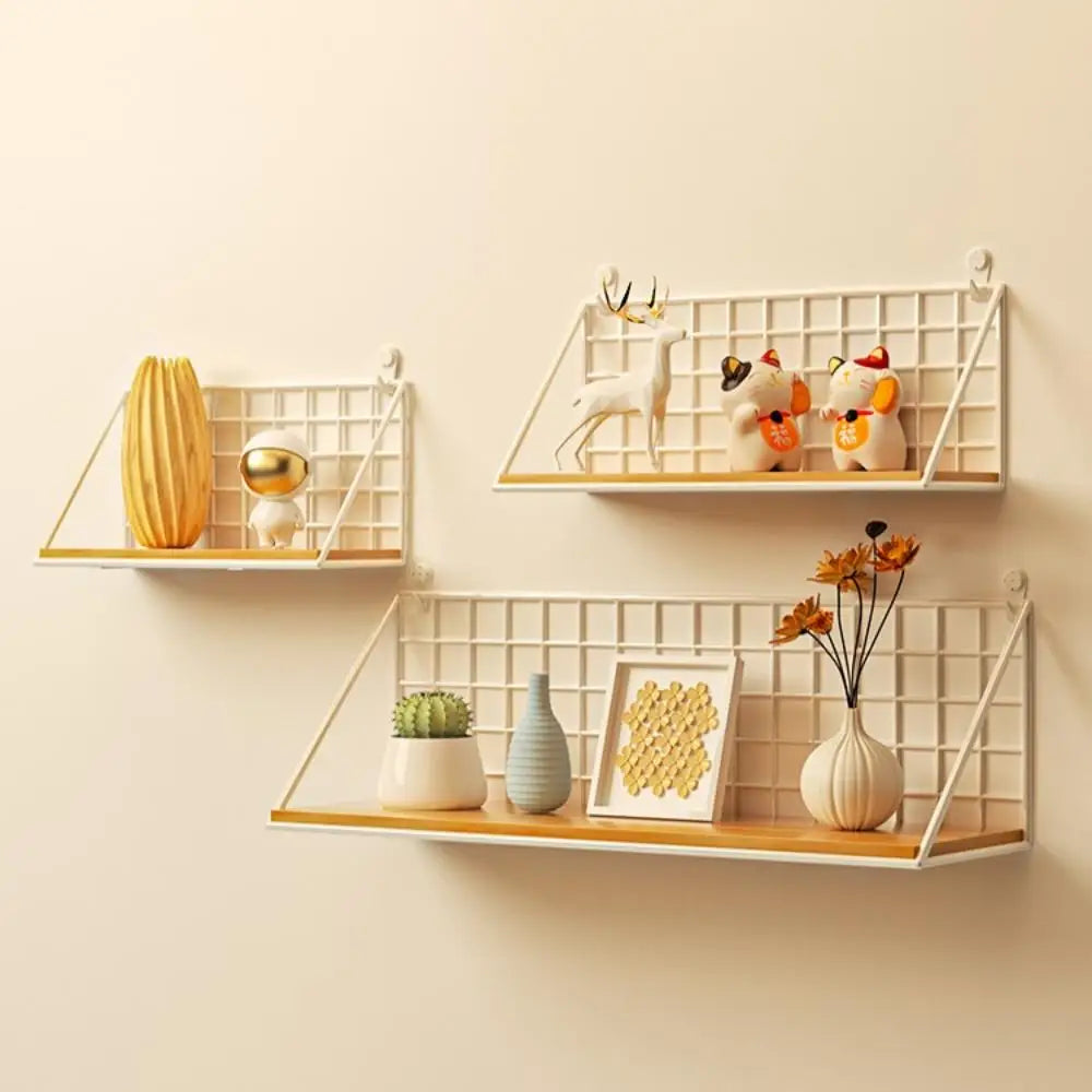 Wall Mounted Wood & Metal Hanging Shelf