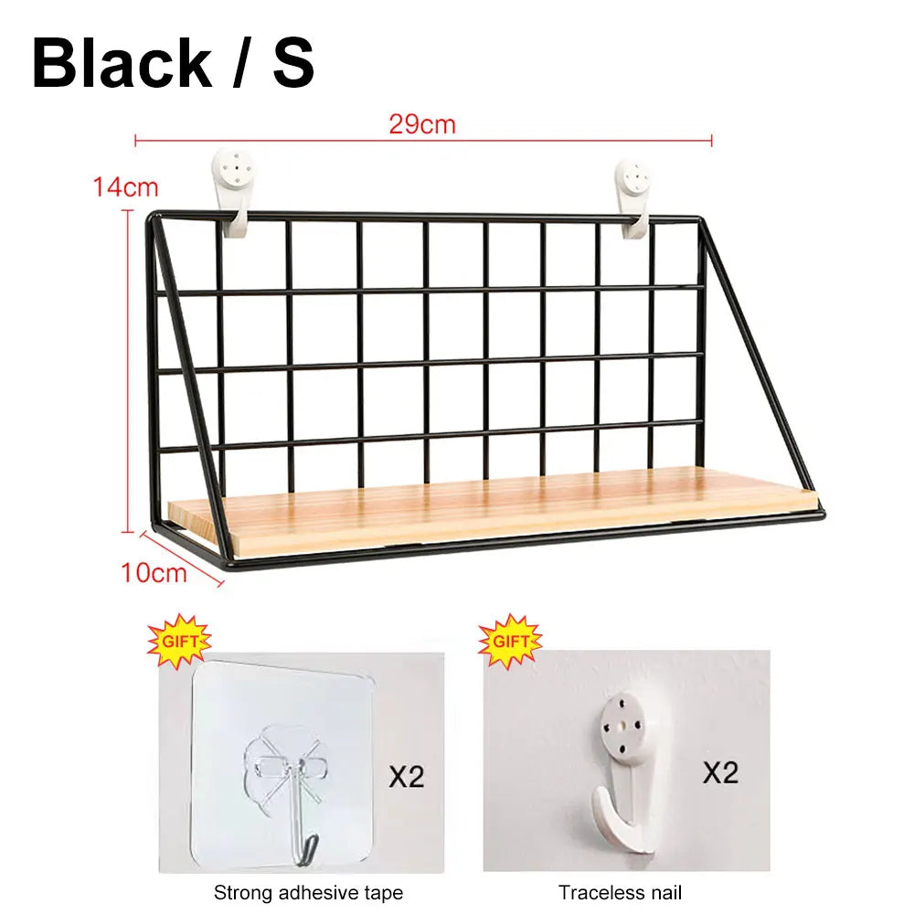 Wall Mounted Wood & Metal Hanging Shelf
