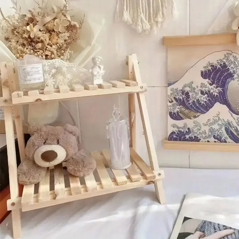 1pc Wooden 2-Tier Desktop Storage Shelf