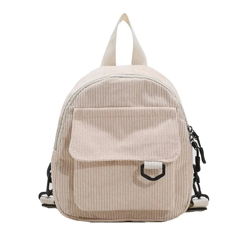 Minimalist Striped Velvet Mini Backpack