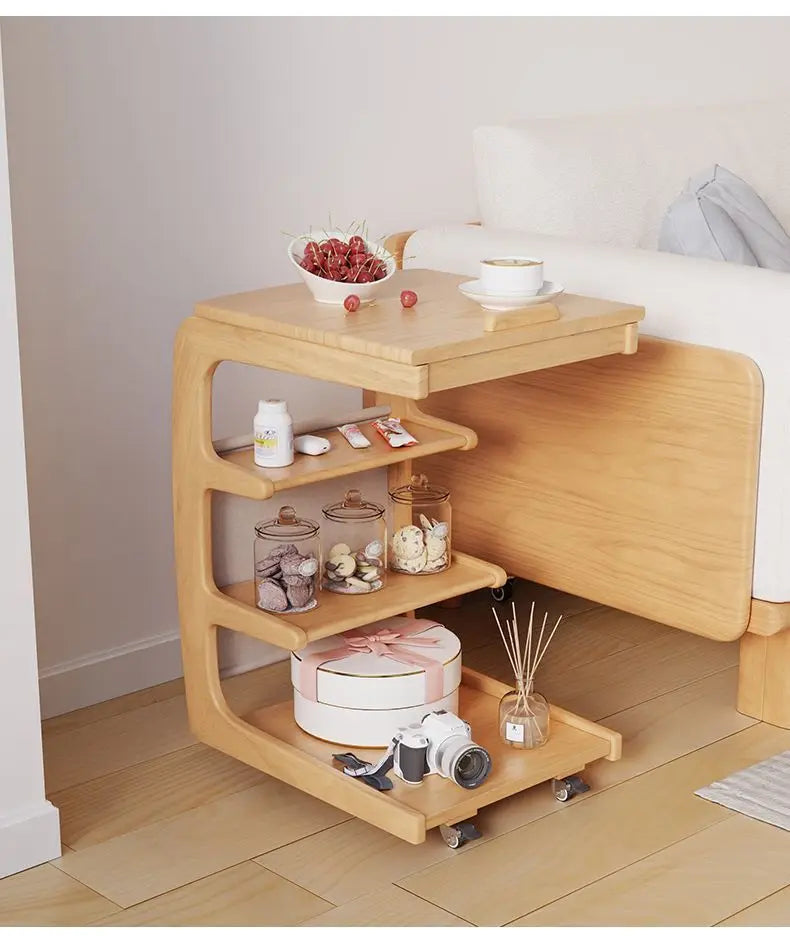 Solid Wood Movable Side Table