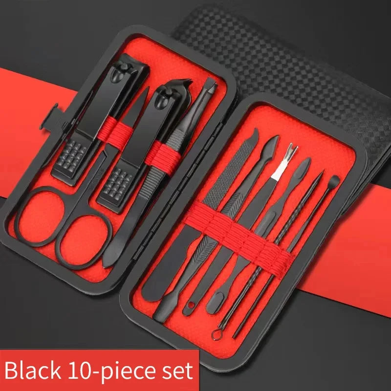 Stainless Steel Grooming Set with Leather Travel Case