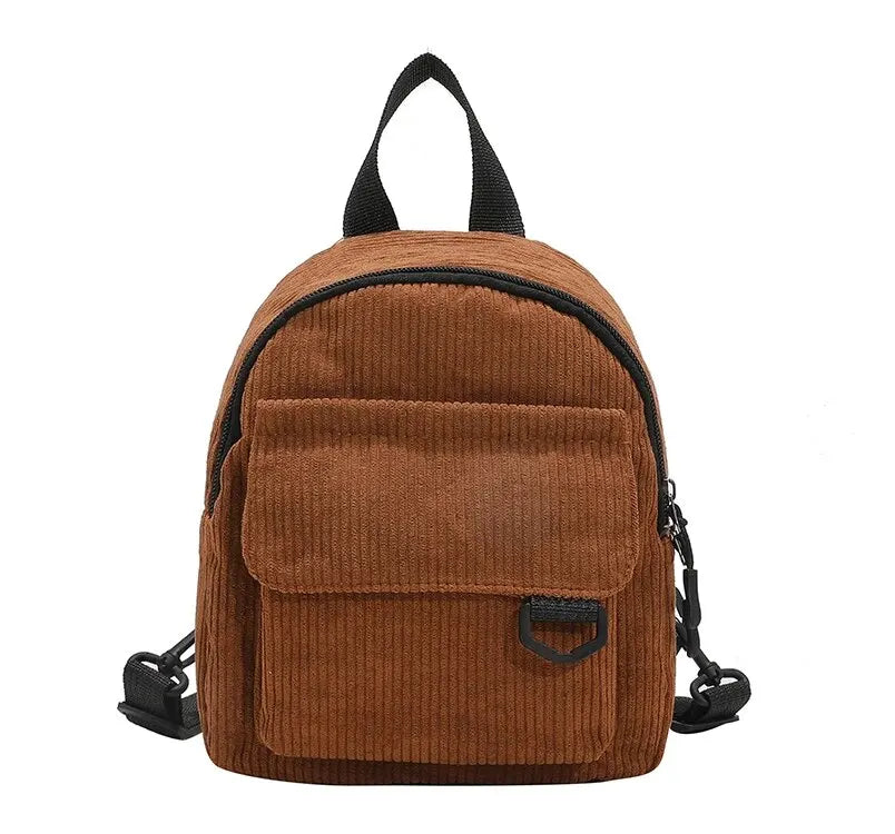 Minimalist Striped Velvet Mini Backpack