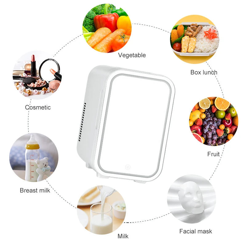 GLAMCHILL | 4L Mini Beauty Fridge with LED Mirror