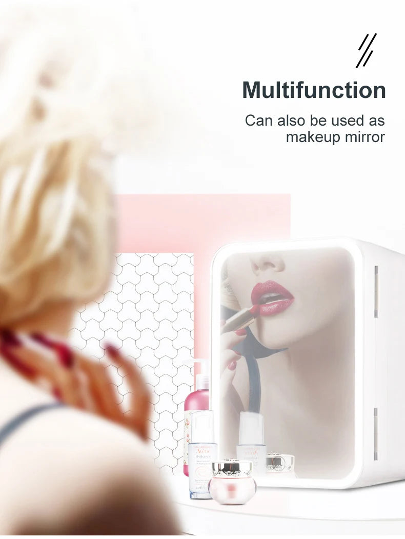 GLAMCHILL | 4L Mini Beauty Fridge with LED Mirror