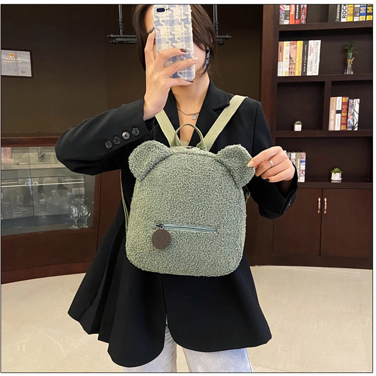 Plush Bear Ear Mini Backpack