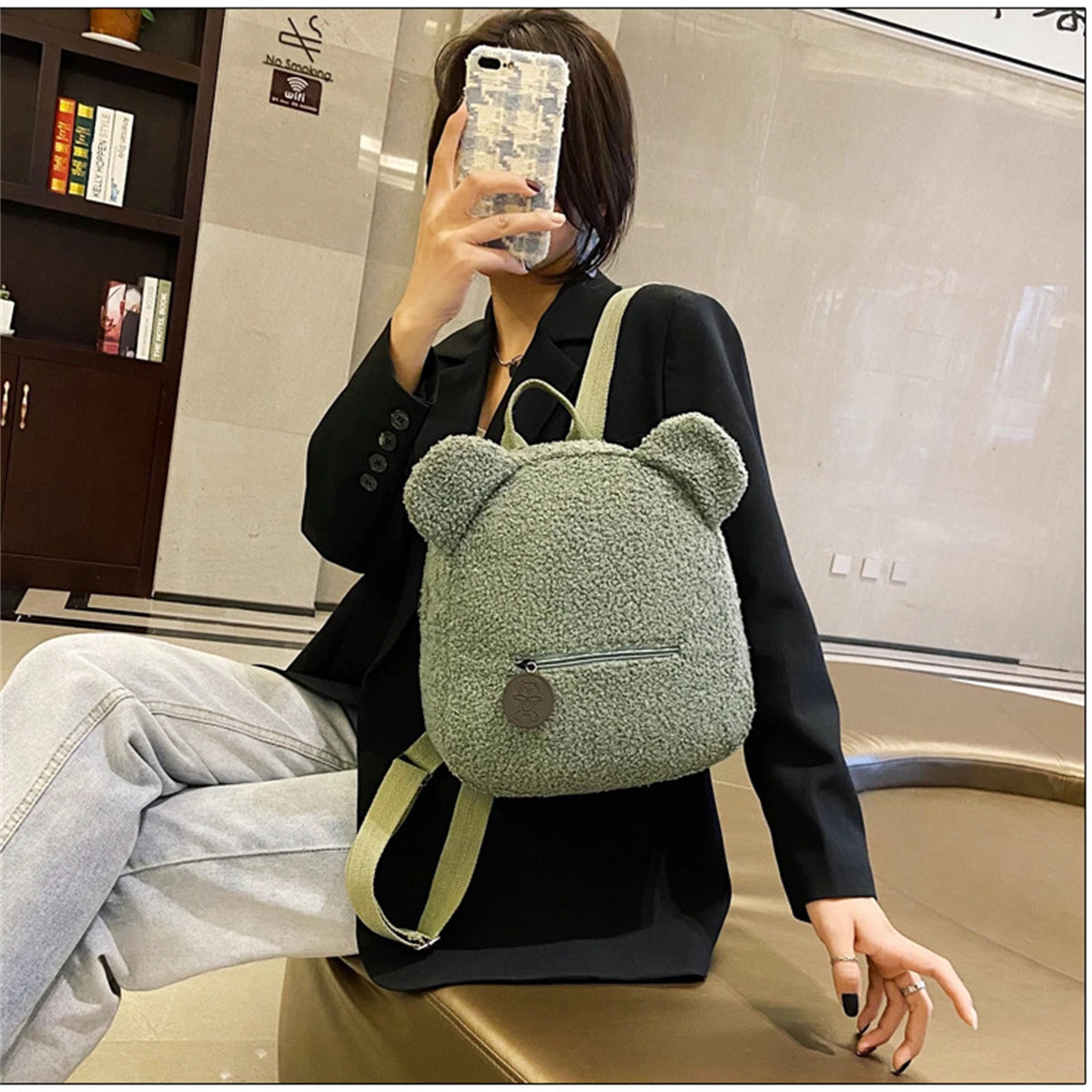 Plush Bear Ear Mini Backpack