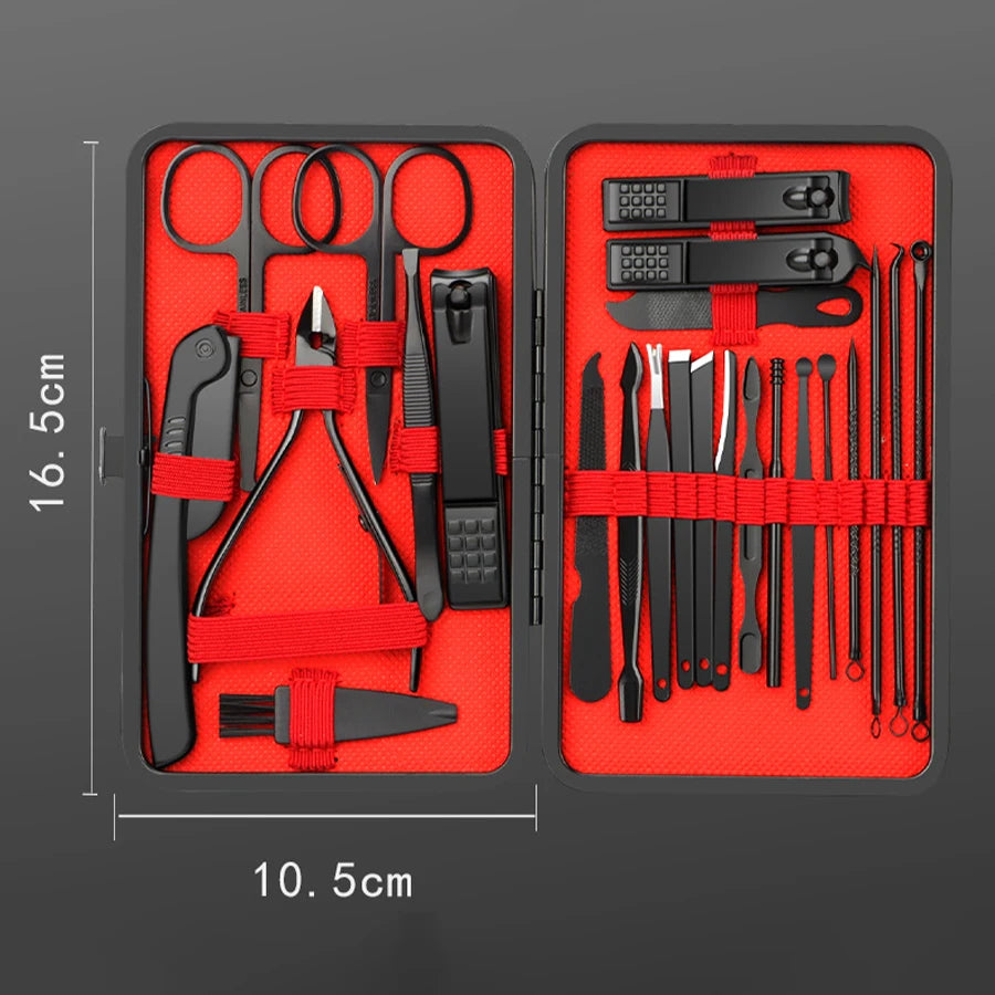 Stainless Steel Grooming Set with Leather Travel Case