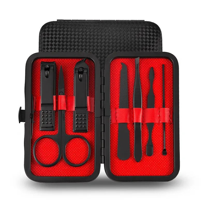 Stainless Steel Grooming Set with Leather Travel Case