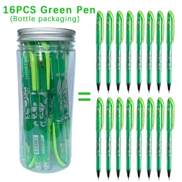 MagicWrite™ Erasable Gel Pen Set – 16-Piece Multicolor Creativity Collection (0.5mm)