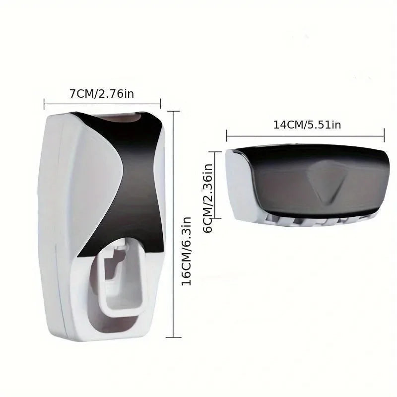 Wall-Mounted Automatic Toothpaste Dispenser & Toothbrush Holder Set