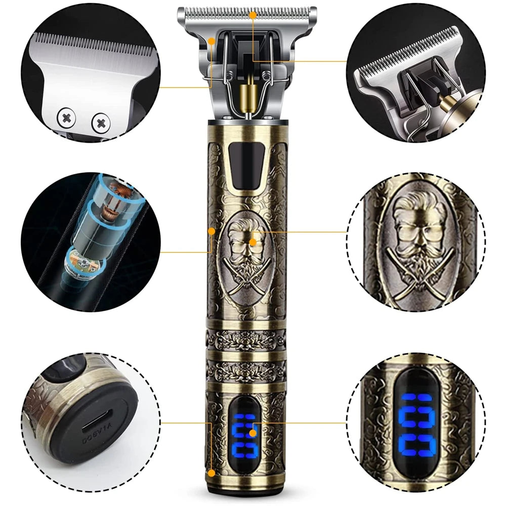 TrimMaster™ T9 LCD Precision Hair & Beard Trimmer – Professional Electric Clipper for Men