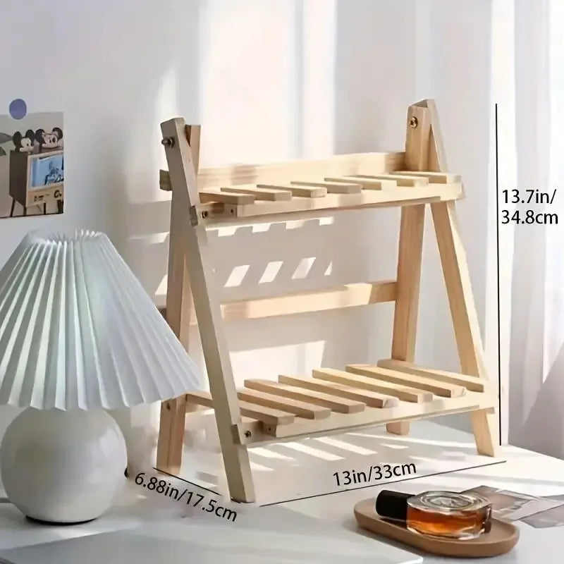1pc Wooden 2-Tier Desktop Storage Shelf