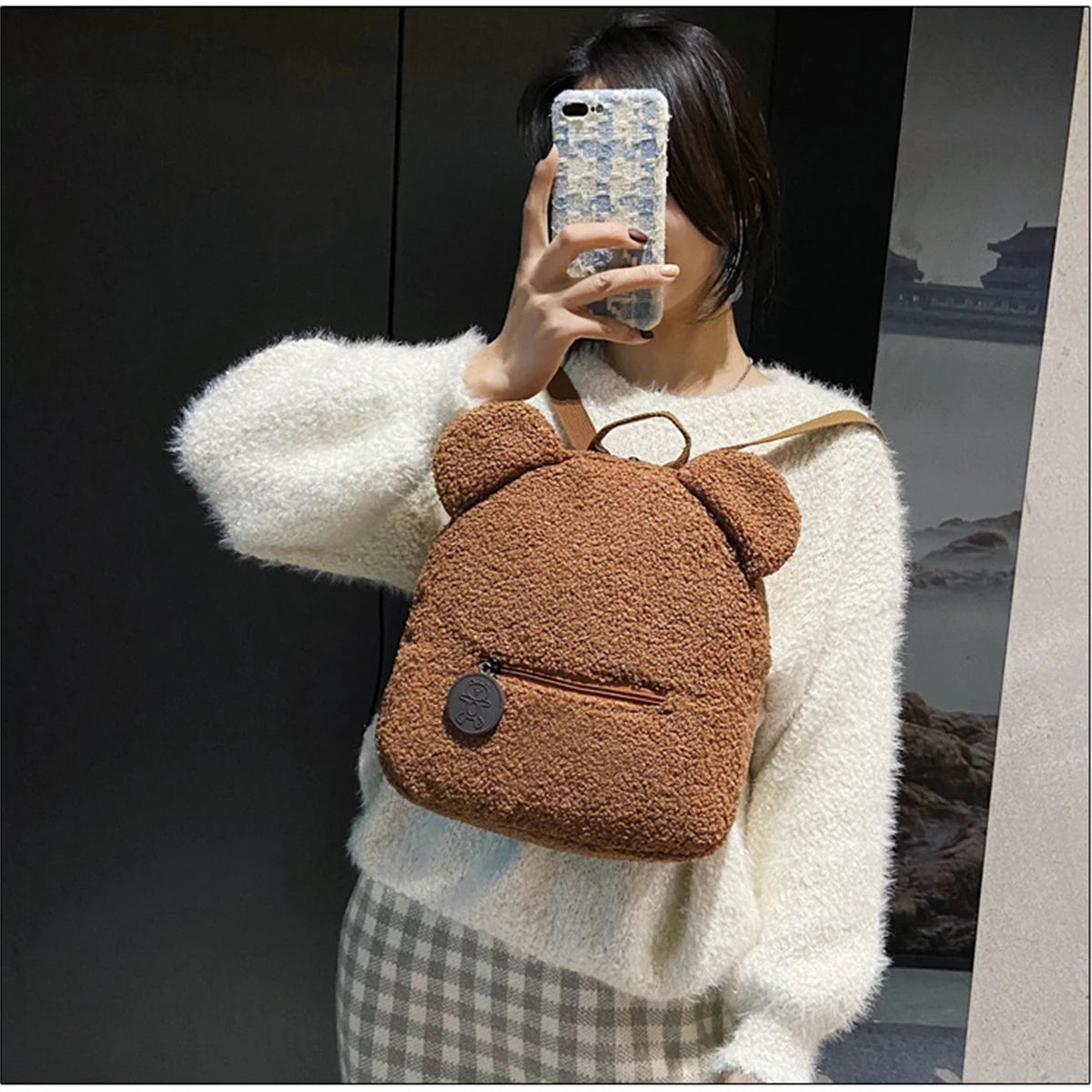 Plush Bear Ear Mini Backpack