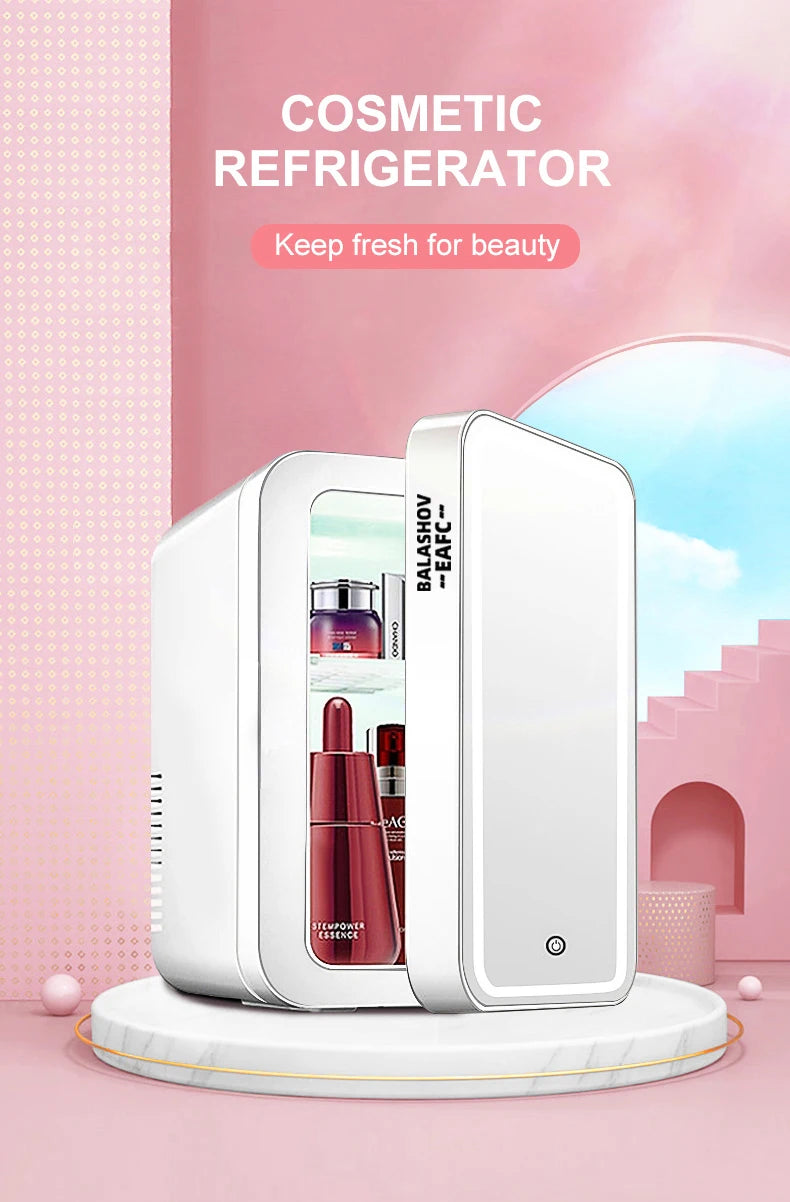GLAMCHILL | 4L Mini Beauty Fridge with LED Mirror