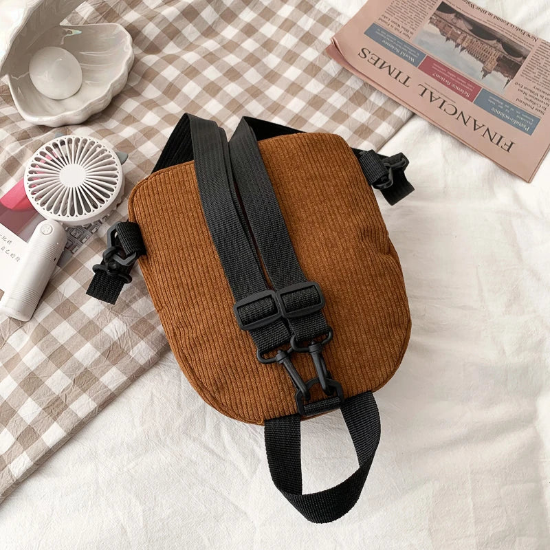 Minimalist Striped Velvet Mini Backpack