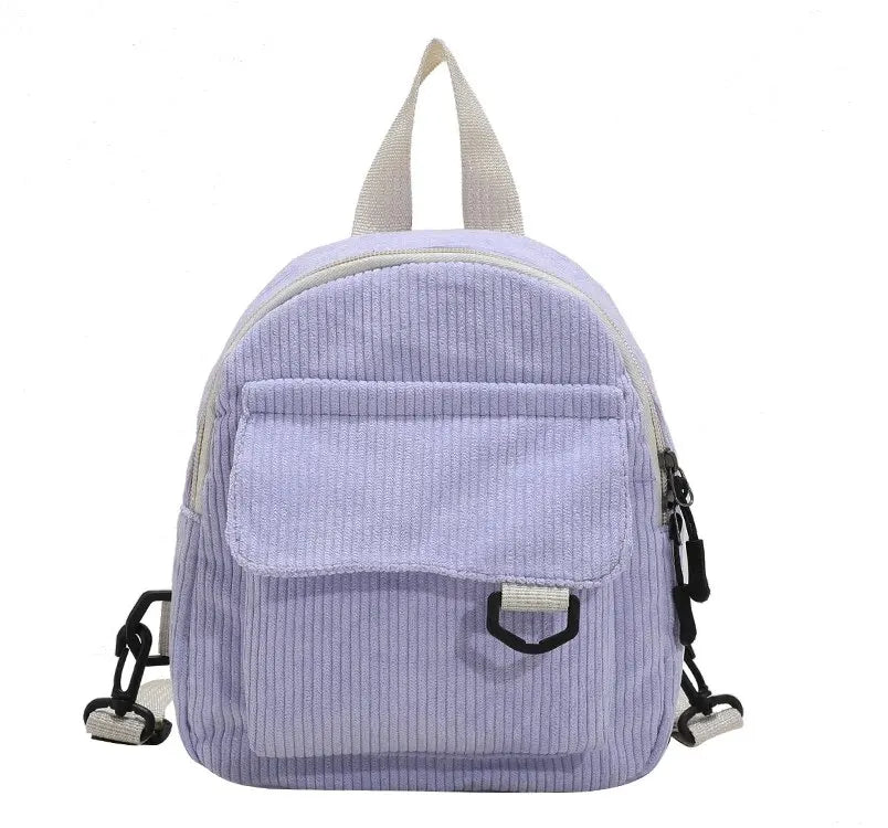 Minimalist Striped Velvet Mini Backpack