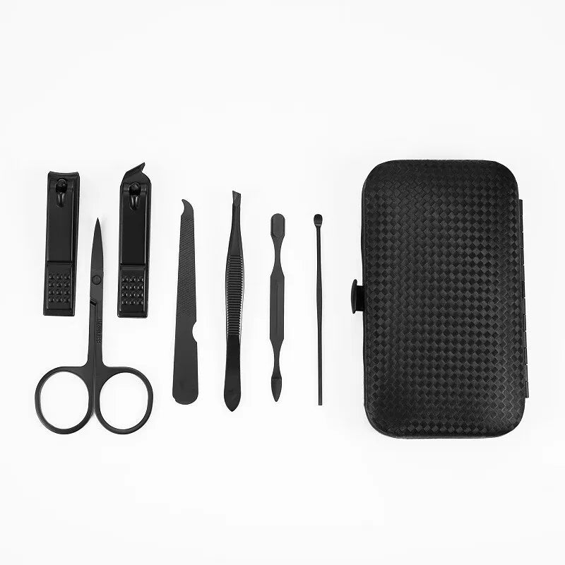 Stainless Steel Grooming Set with Leather Travel Case