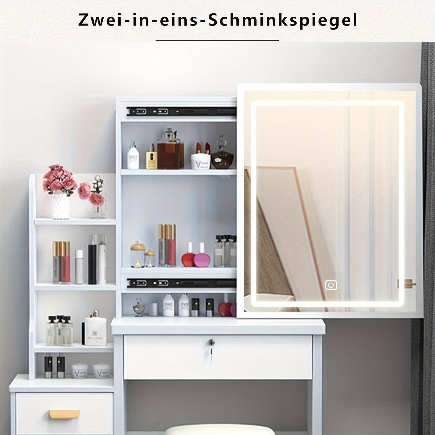 Modern LED Lighted Dressing Table with Mirror