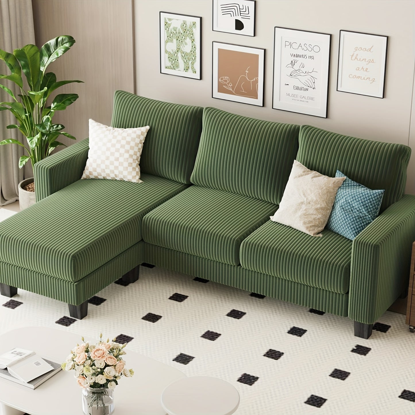 Modern L-Shaped Sectional Sofa with Reversible Chaise