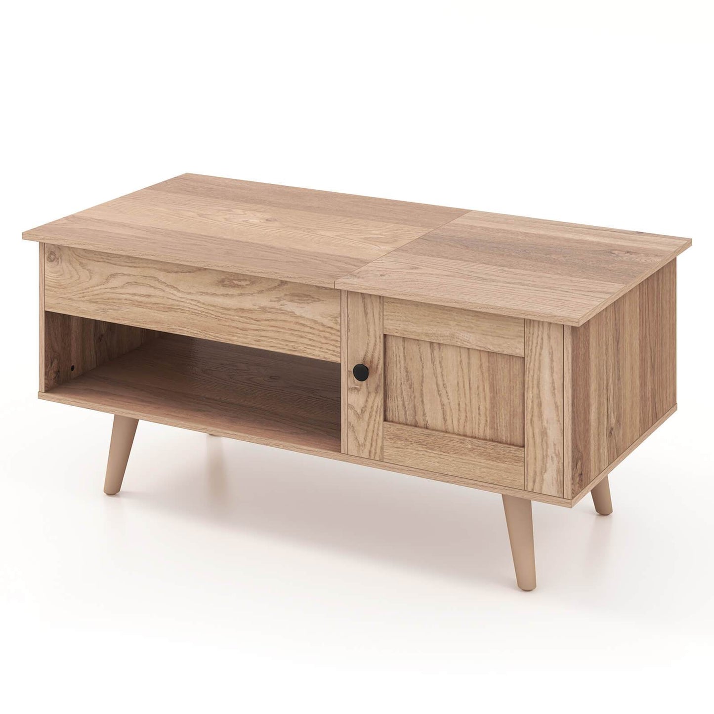 Hidden Storage & Open Shelf Coffee Table