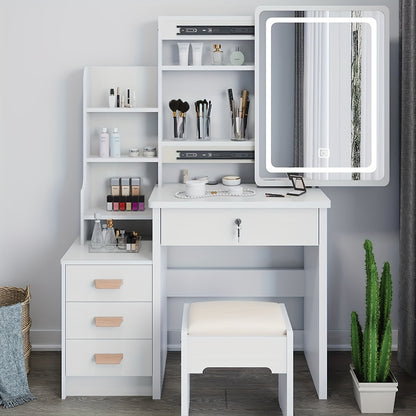 Modern LED Lighted Dressing Table with Mirror