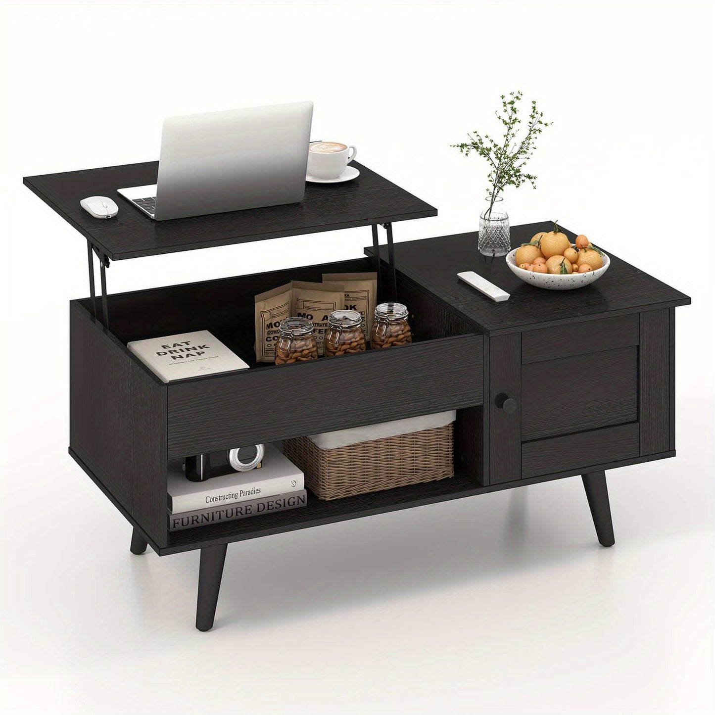Hidden Storage & Open Shelf Coffee Table