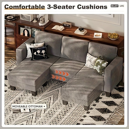 Modern L-Shaped Sectional Sofa with Reversible Chaise