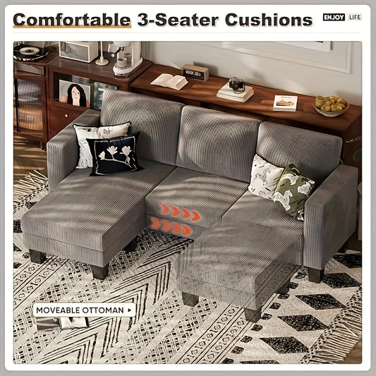 Modern L-Shaped Sectional Sofa with Reversible Chaise