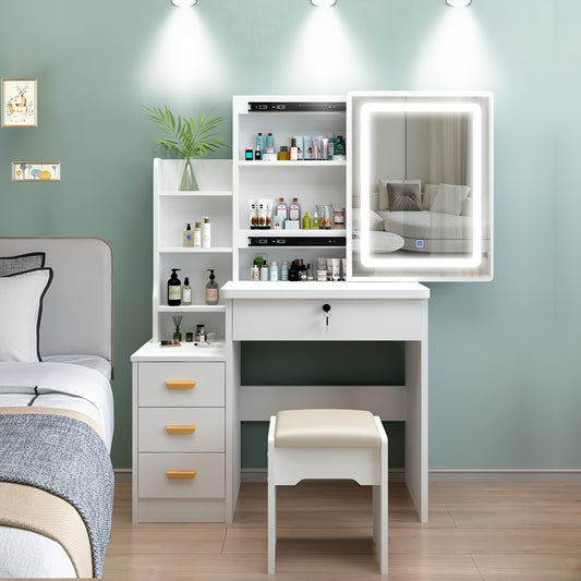 Modern LED Lighted Dressing Table with Mirror