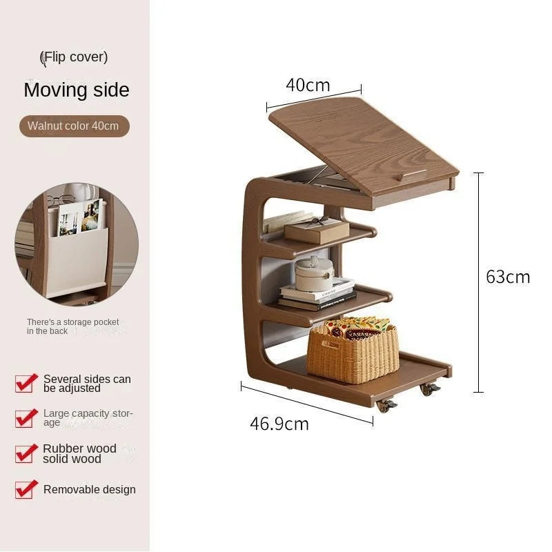 Solid Wood Movable Side Table