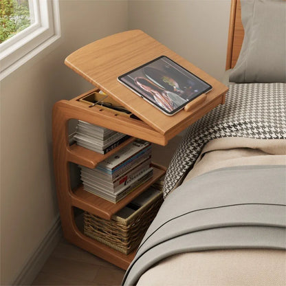 Solid Wood Movable Side Table